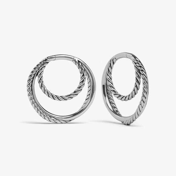 Ask & Embla Silver Essa Hoop Ear Hangers - Picture 1 of 6